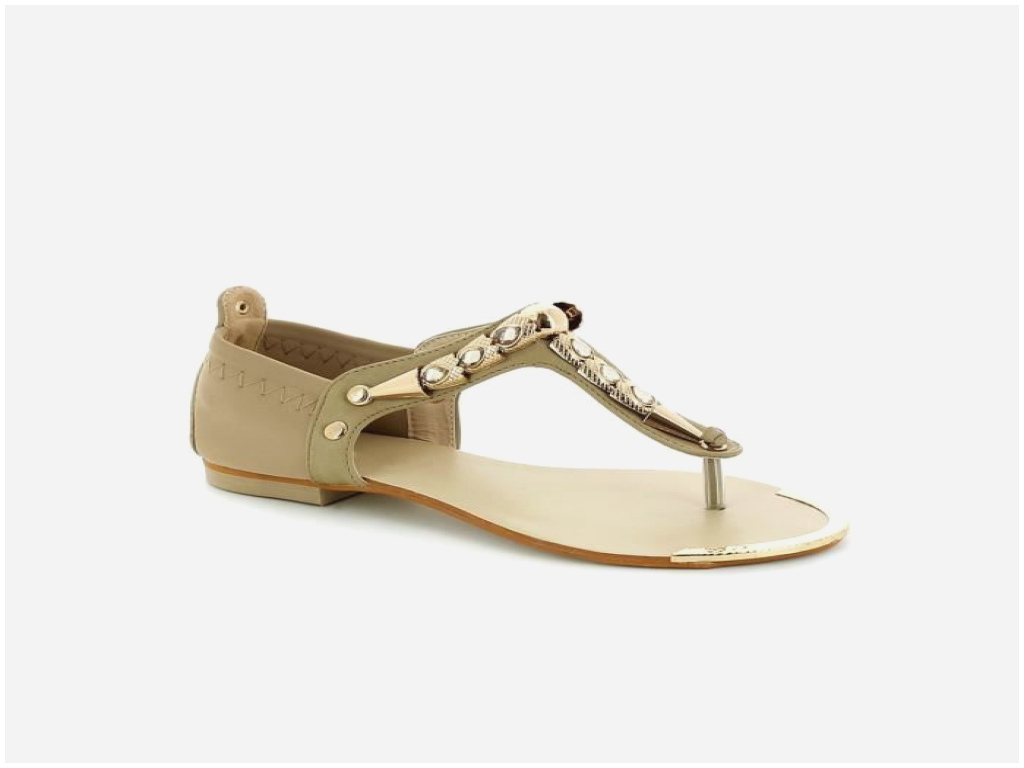 Sandales plates femme beige