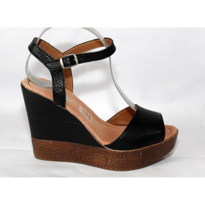 Sandale femme cuir noir