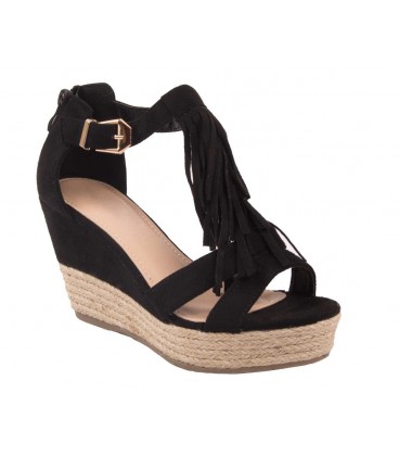 Chaussure compensée à frange