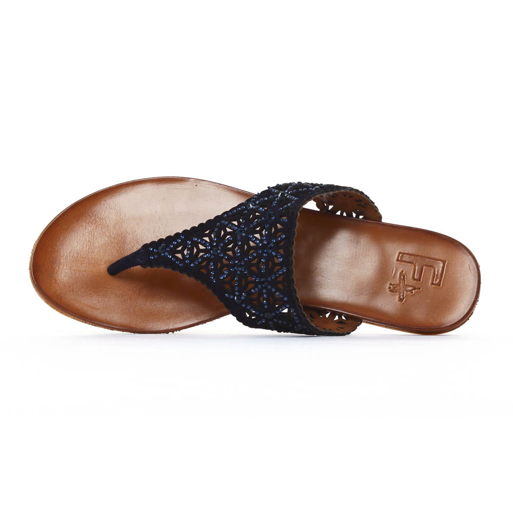 Tong femme cuir noir