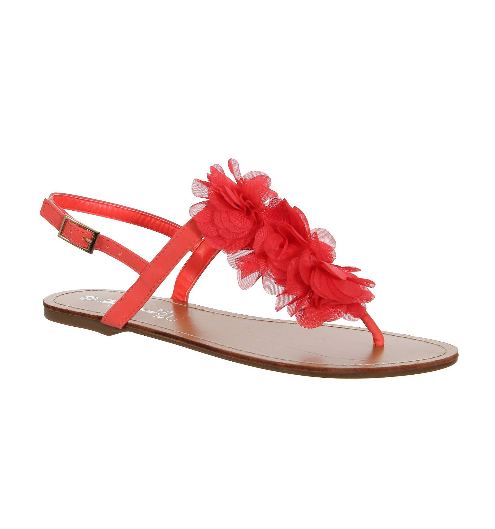 Sandale plate femme fleur