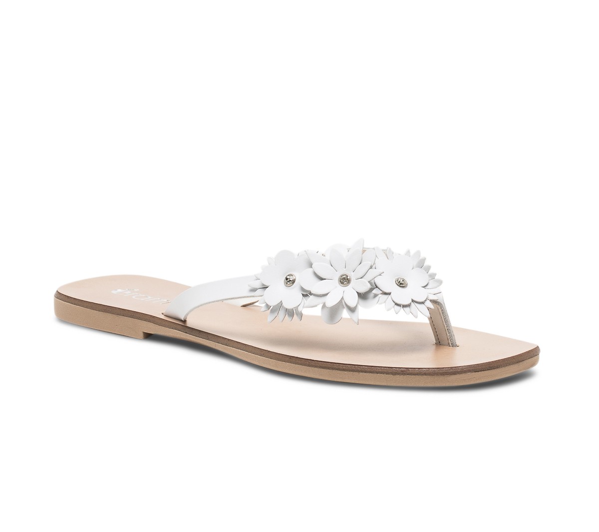 Tong cuir blanche femme
